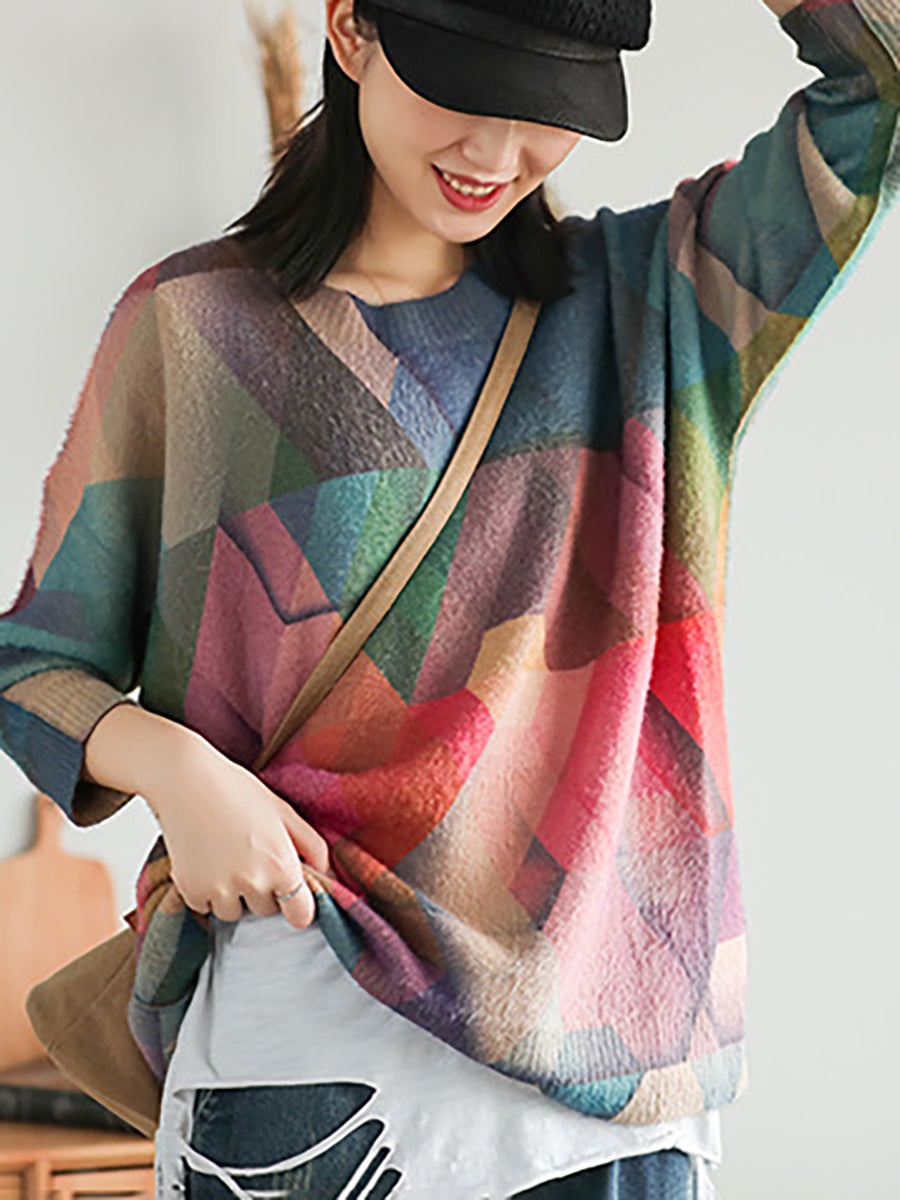 Women's Geometric Sweater | Loose Fit & Cosy Comfort 3