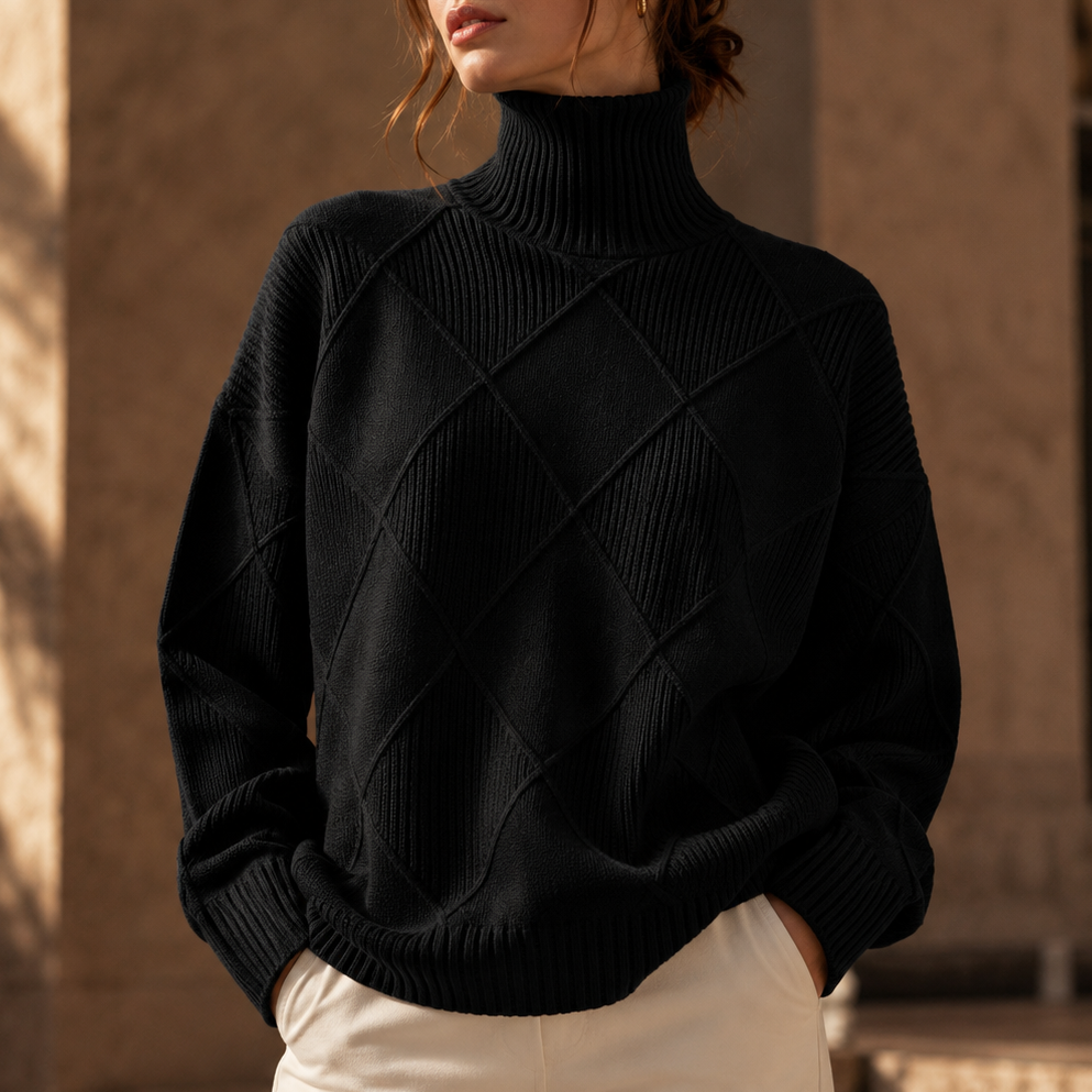 Women's Turtleneck Jumper | Textured Knit & Relaxed Fit 7