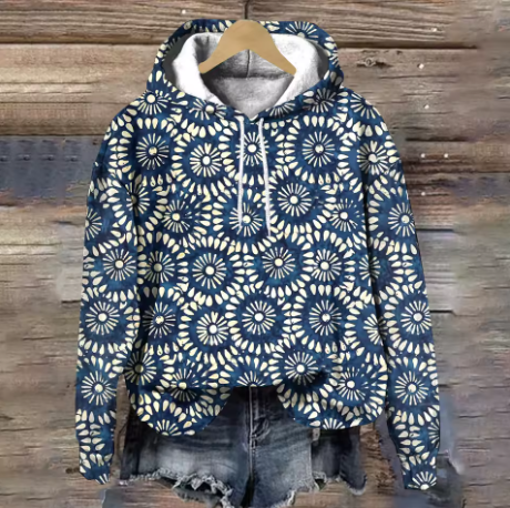 Women's Floral Knit Hoodie | Cozy & Lightweight