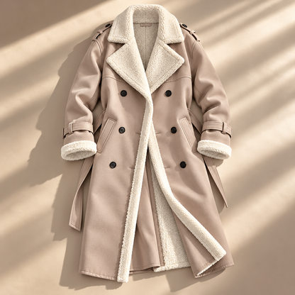 Women's Sherpa Trench Coat | Shearling Lapel & Belted Fit 5