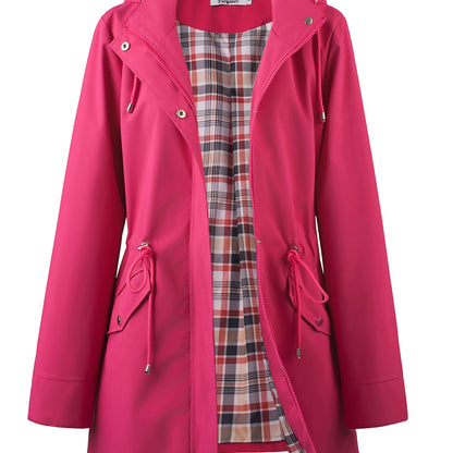 Rose Red hooded anorak parka with drawstring waist and zip front