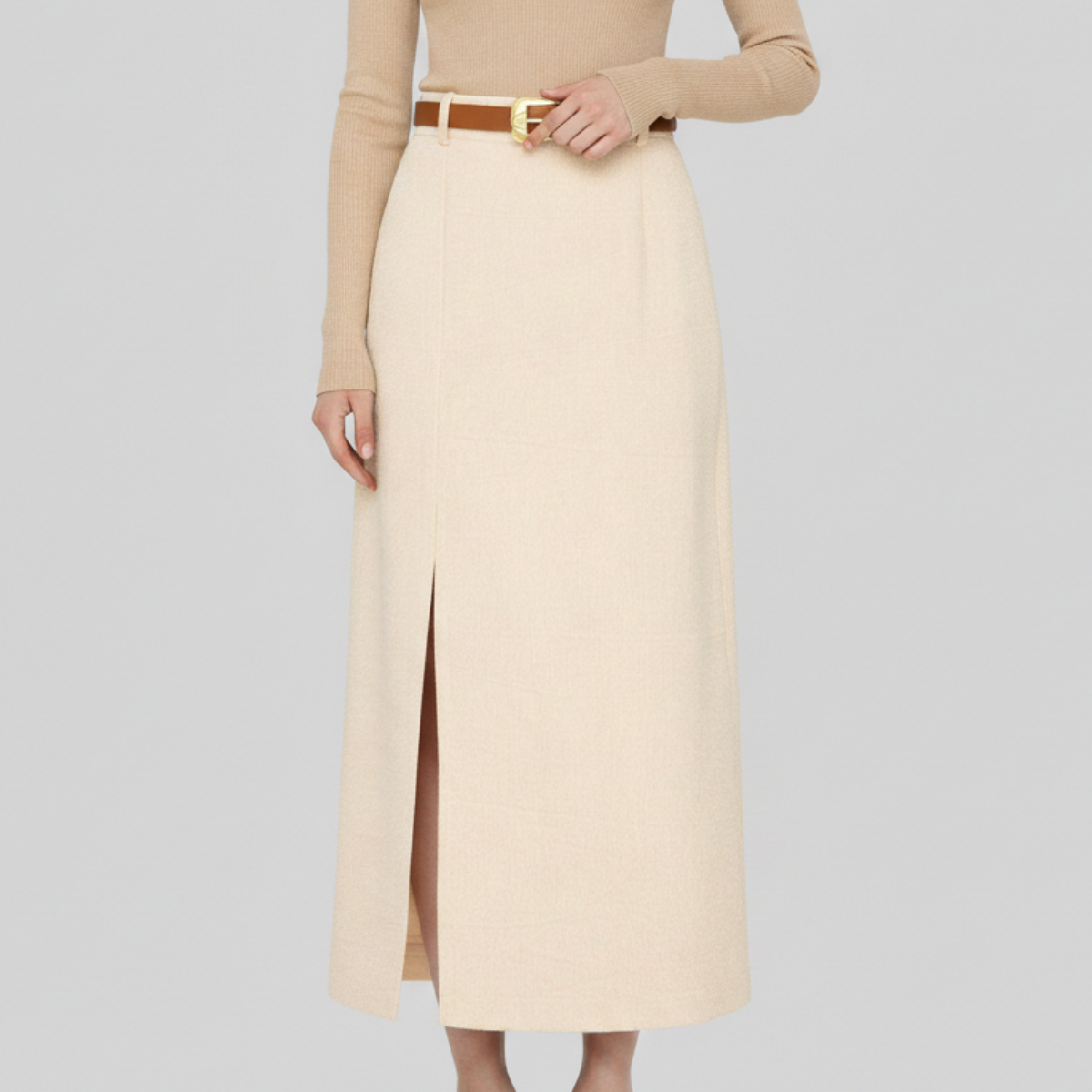Women's Straight Skirt | Belted Waist Design 7