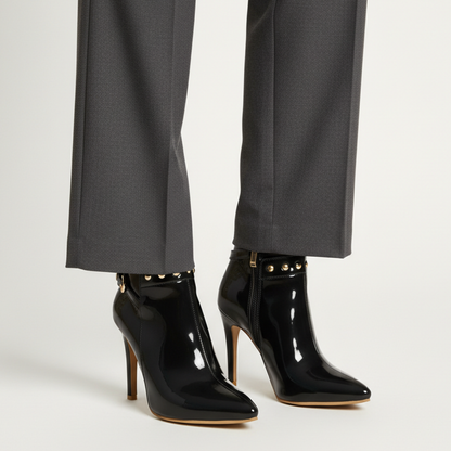 Women's Gloss Ankle Boots | Stiletto Heel & Studded Detail 7