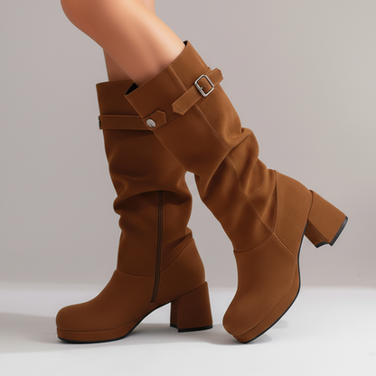 Women's Knee-High Buckle Boots | Adjustable Fit & Block Heel 7