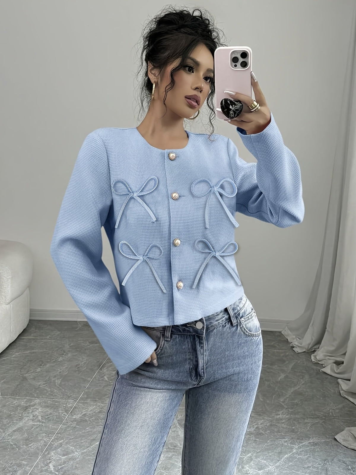 Women's Cropped Jacket | Bow Detail & Flattering Shape 5