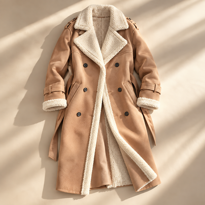 Women's Sherpa Trench Coat | Shearling Lapel & Belted Fit 10