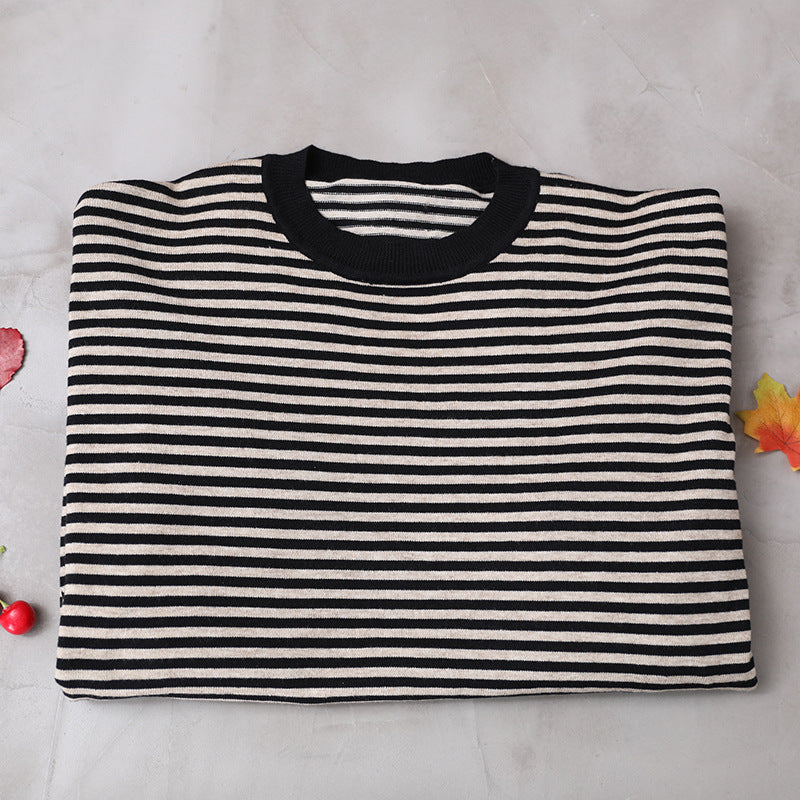 Women's Striped Sweater | Round Neck & Relaxed Fit 8
