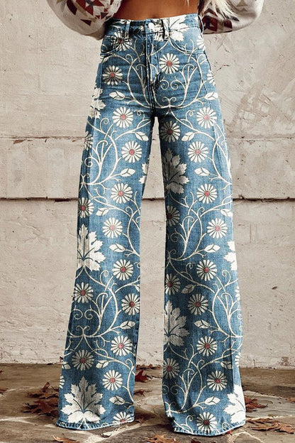 Women's Wide-Leg Trousers | Bold Retro Print 7