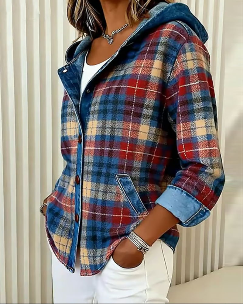 Women's Checked Jacket | Hooded for Extra Warmth