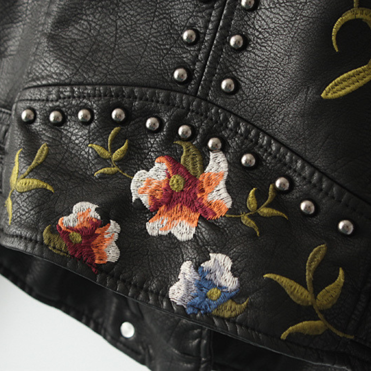 Women's Moto Jacket | Floral Embroidery & Edgy Style 5