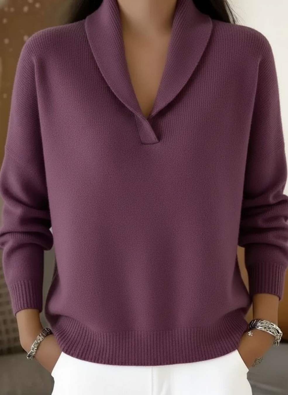 Women's Shawl Collar Knit Jumper | Relaxed Oversized Fit 5