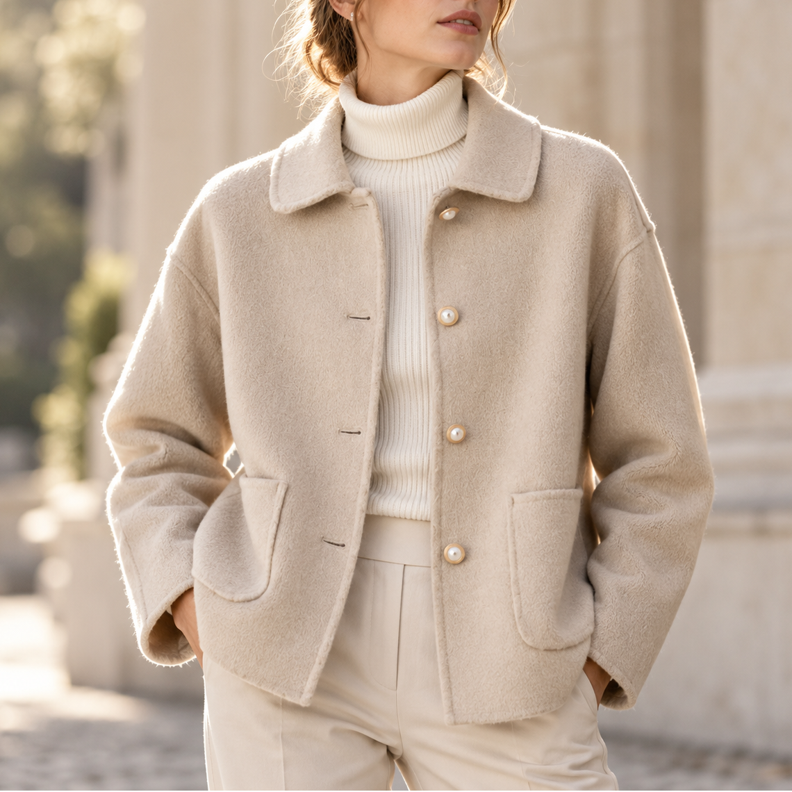 Women's Pearl Button Jacket | Warm & Lightweight 3