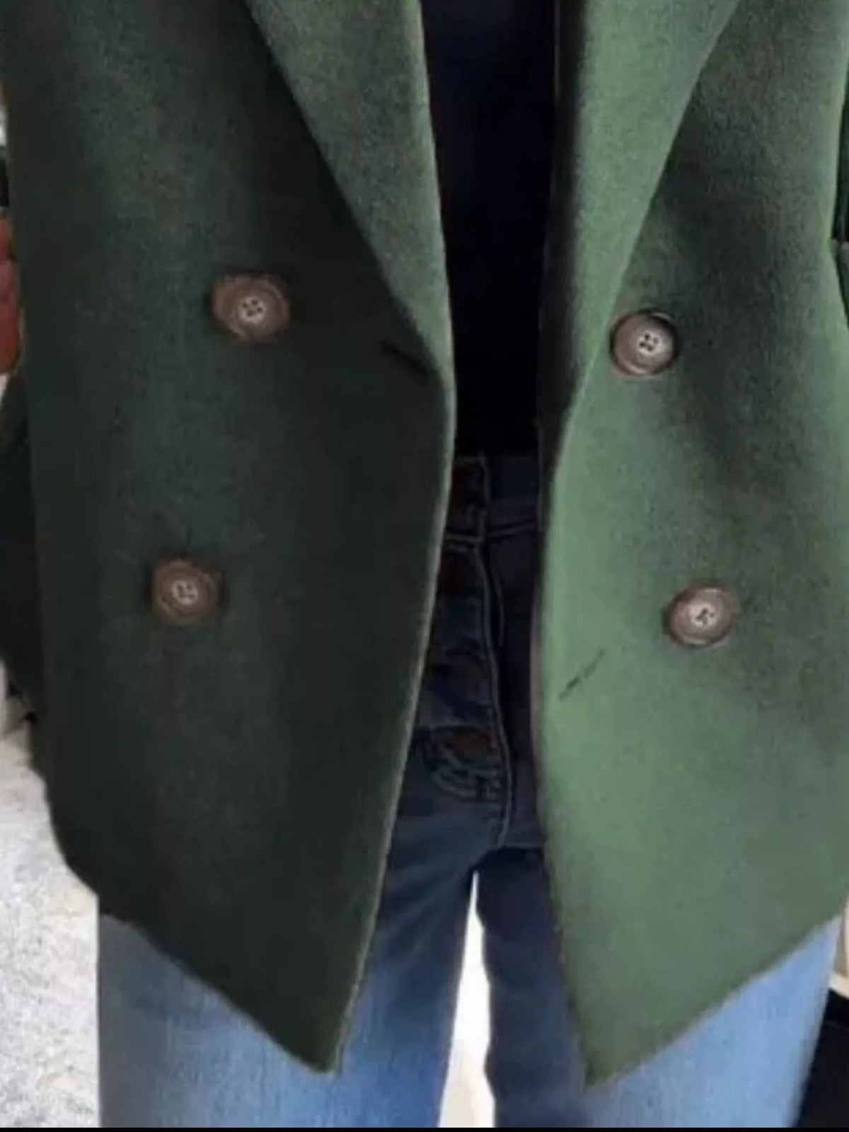 Double breasted short coat with shawl collar and knit cuffs