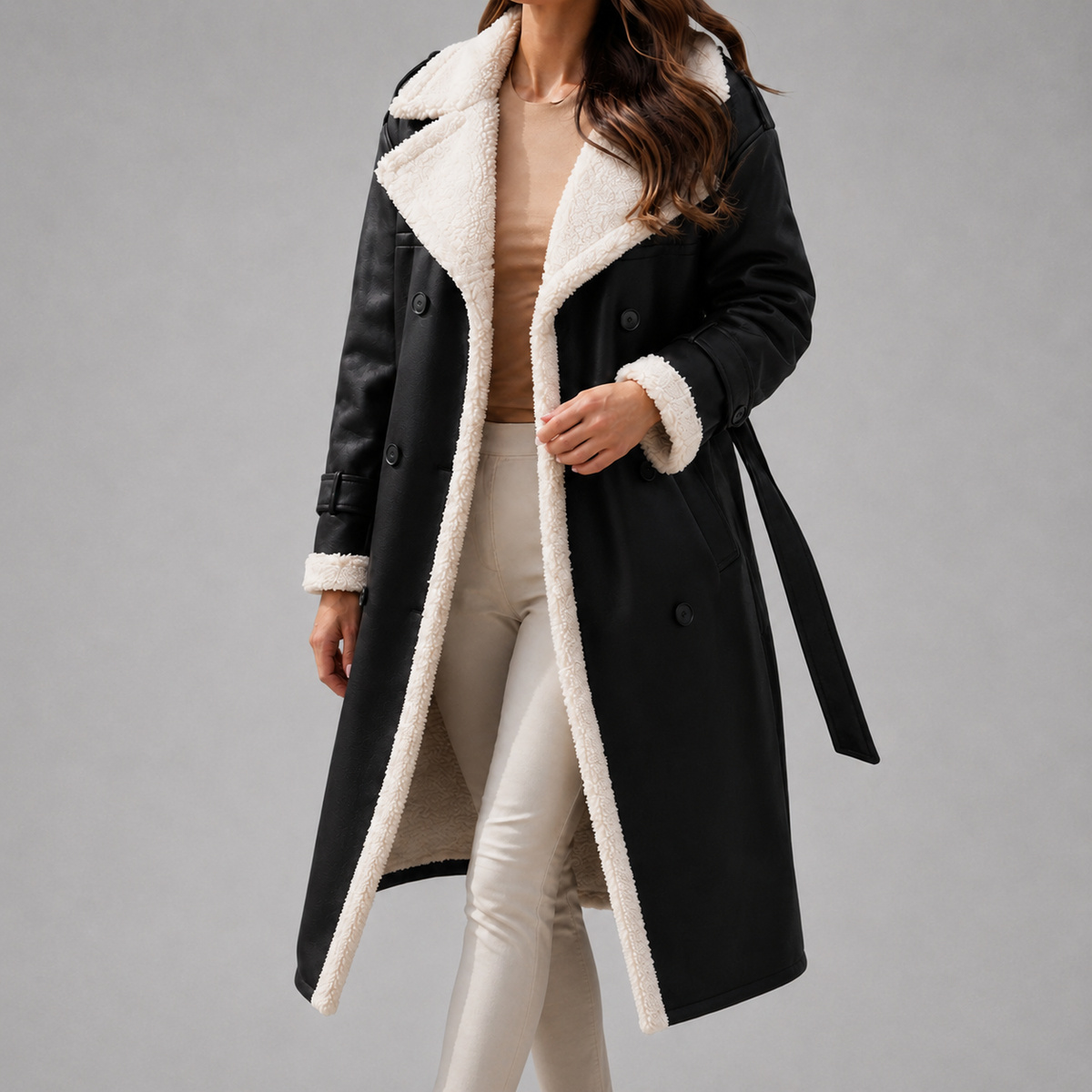 Women's Trench Coat | Belted & Sherpa-Lined 2