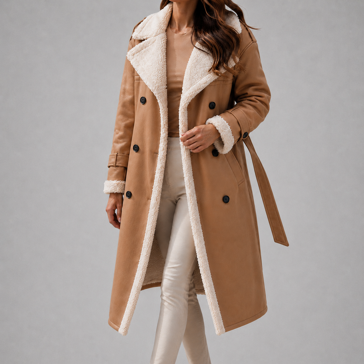 Women's Trench Coat | Belted & Sherpa-Lined 3
