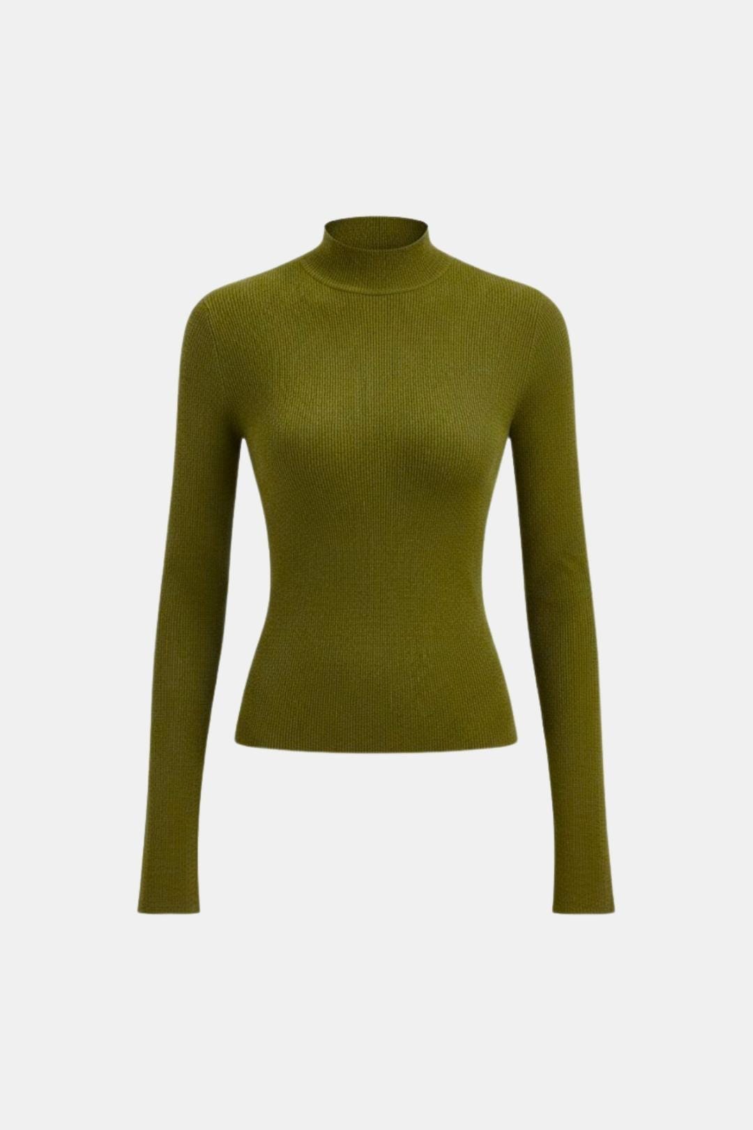 Women's Mock Neck Knit Top | Slim Fit & Stretch