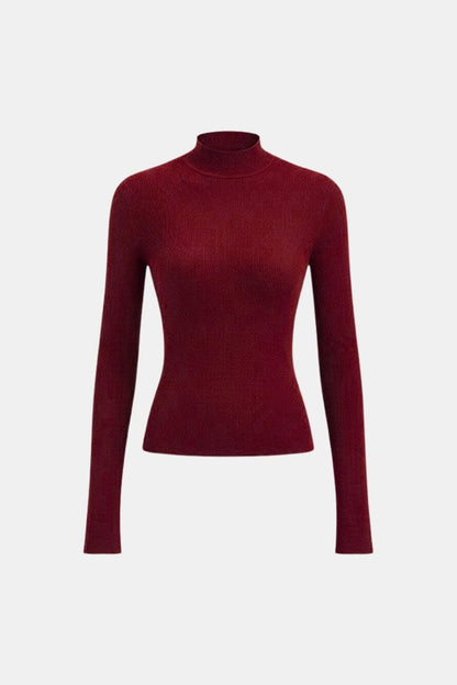 Women's Mock Neck Knit Top | Slim Fit & Stretch