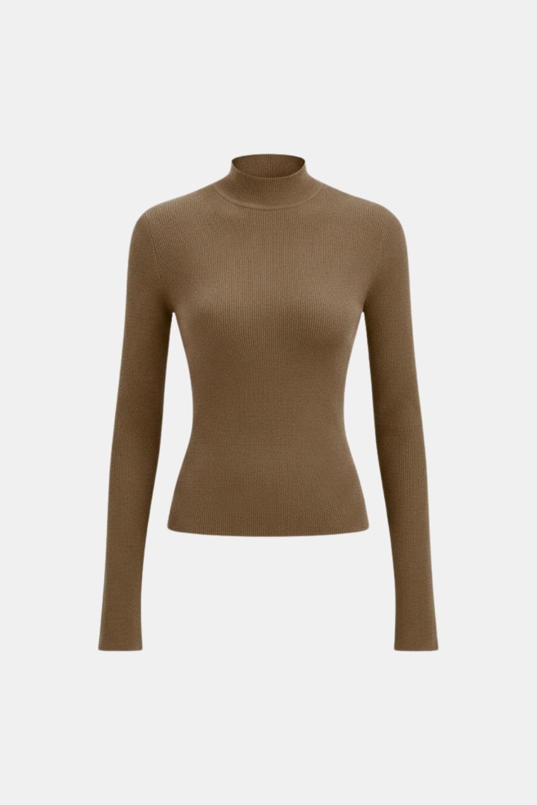 Women's Mock Neck Knit Top | Slim Fit & Stretch