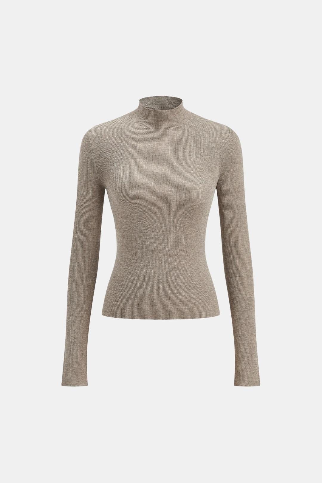 Women's Mock Neck Knit Top | Slim Fit & Stretch