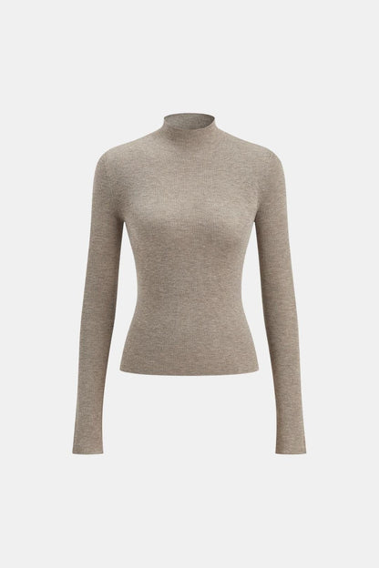 Women's Mock Neck Knit Top | Slim Fit & Stretch