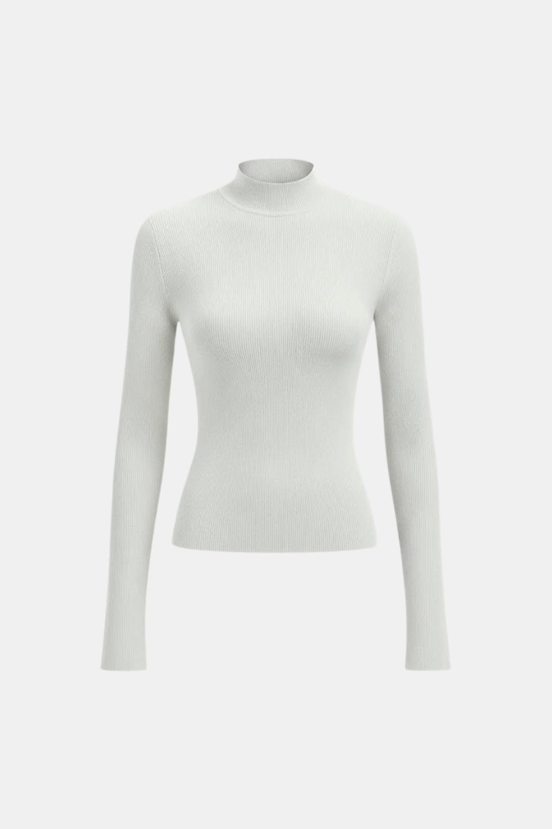 Women's Mock Neck Knit Top | Slim Fit & Stretch