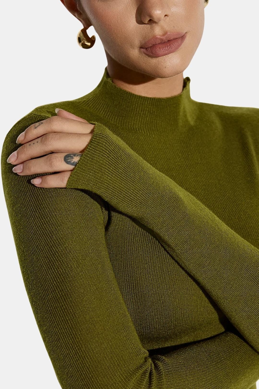 Women's Mock Neck Knit Top | Slim Fit & Stretch