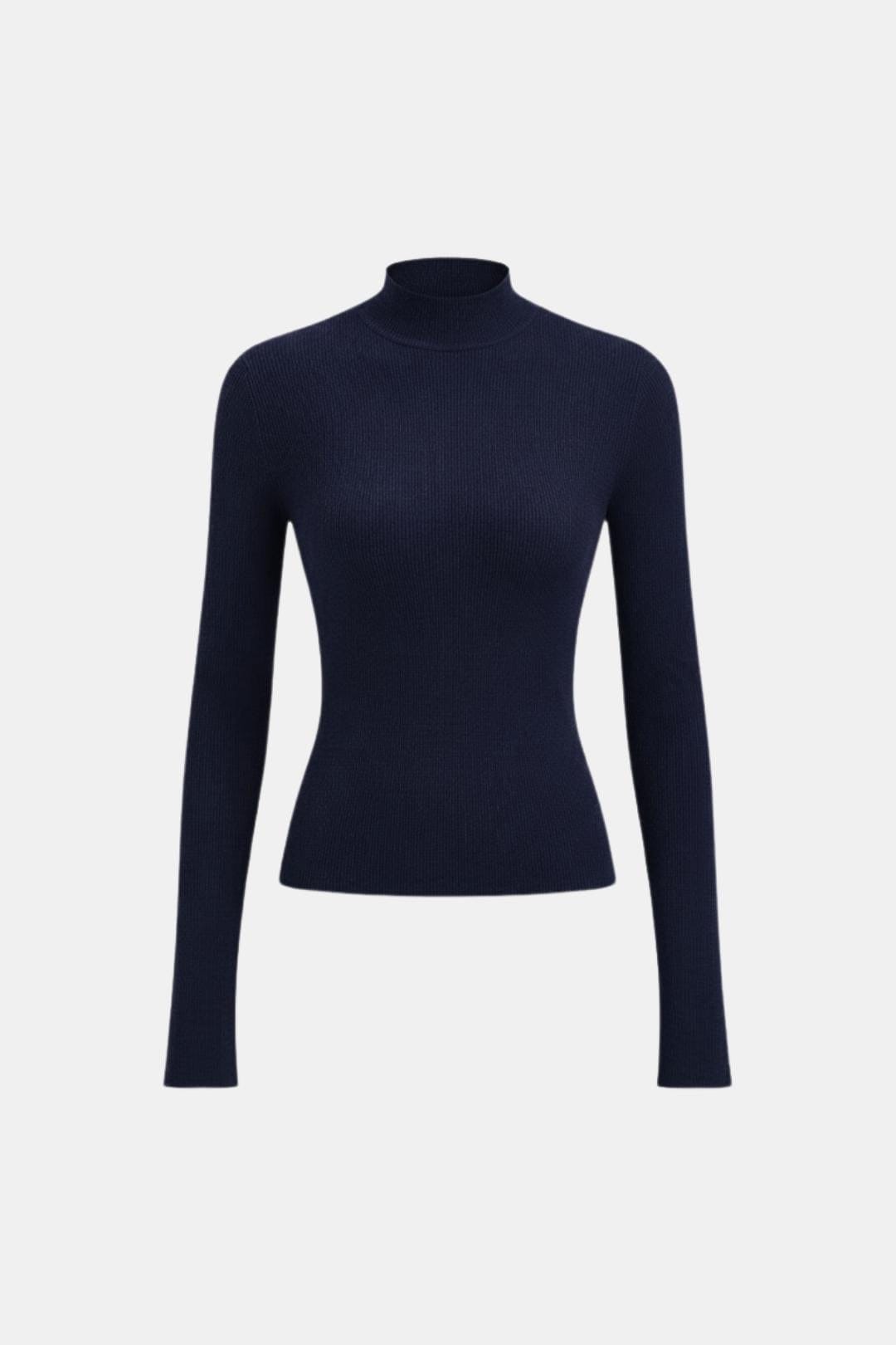 Women's Mock Neck Knit Top | Slim Fit & Stretch