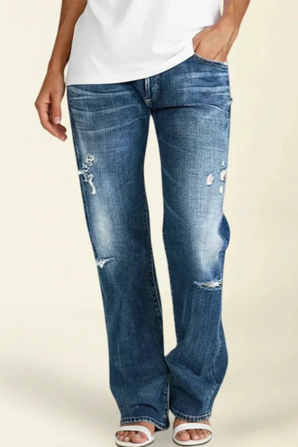 Women's Distressed Jeans | Straight-Leg & Stretch Comfort 2