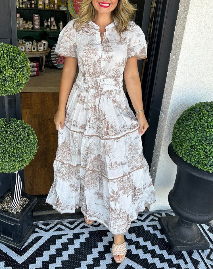 Eliza | Classic Toile Maxi Dress for Any Occasion