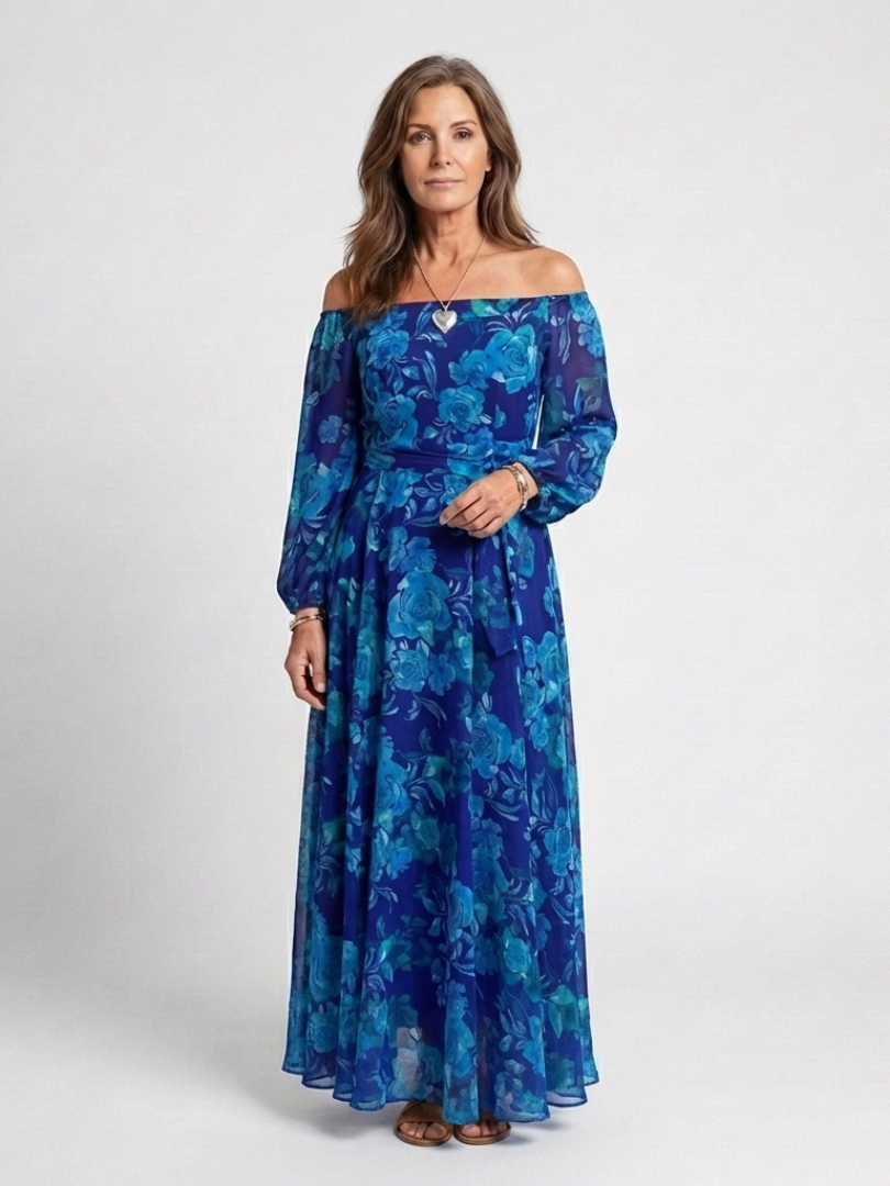 Alina – Elegant Off-Shoulder Maxi Dress for Women 0
