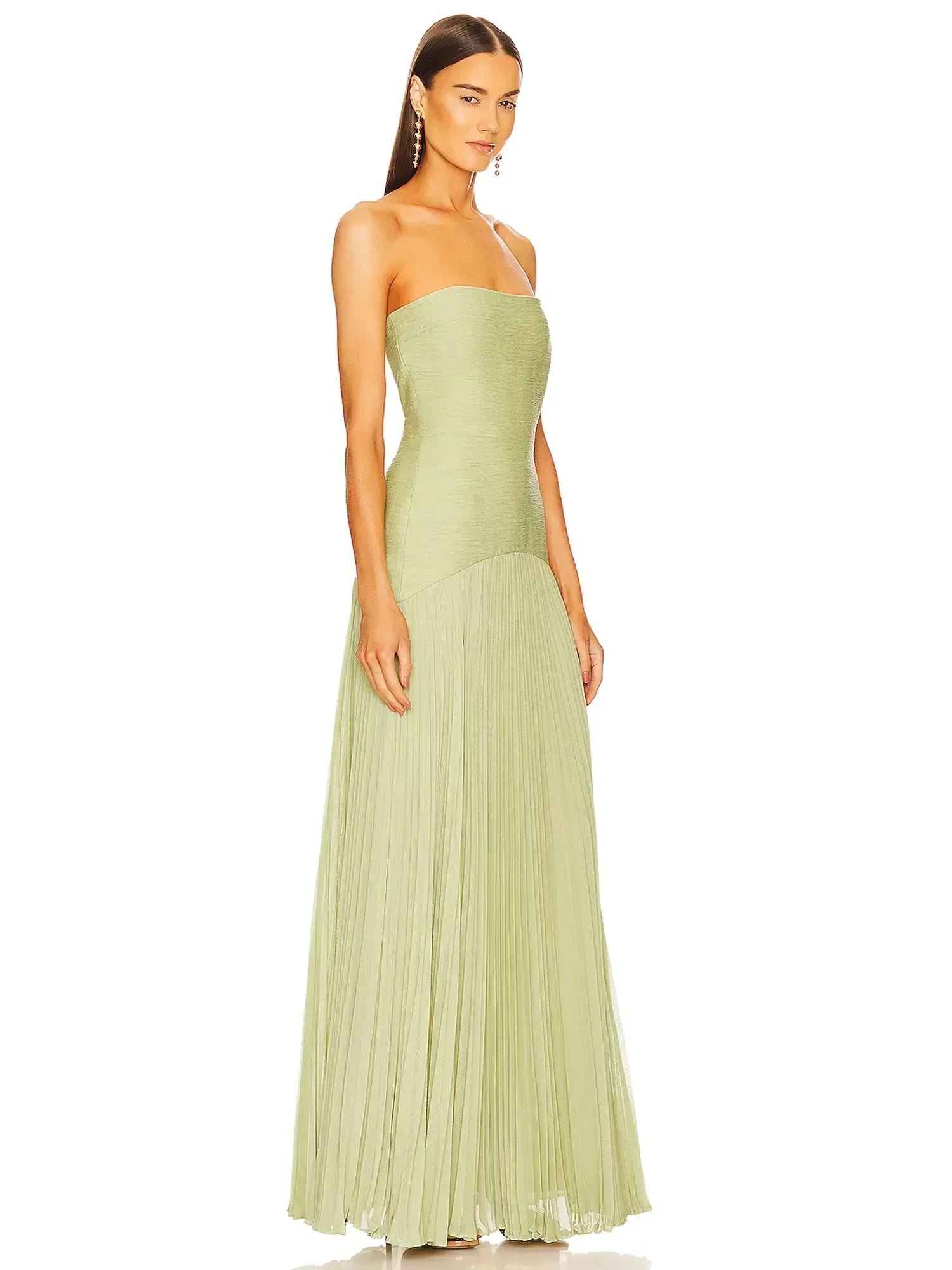 Alina – Women Strapless Pleated Maxi Dress 2