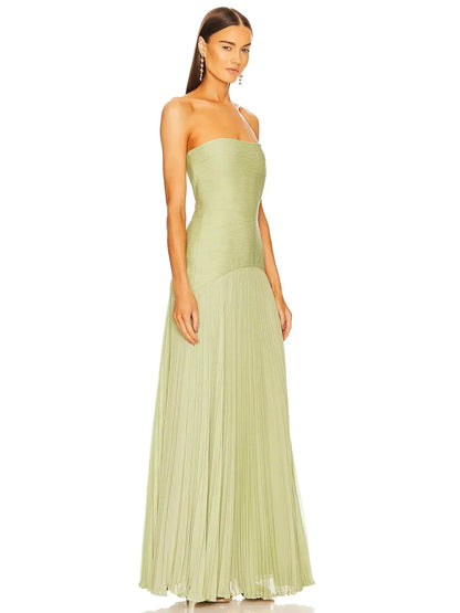 Alina – Women Strapless Pleated Maxi Dress 2