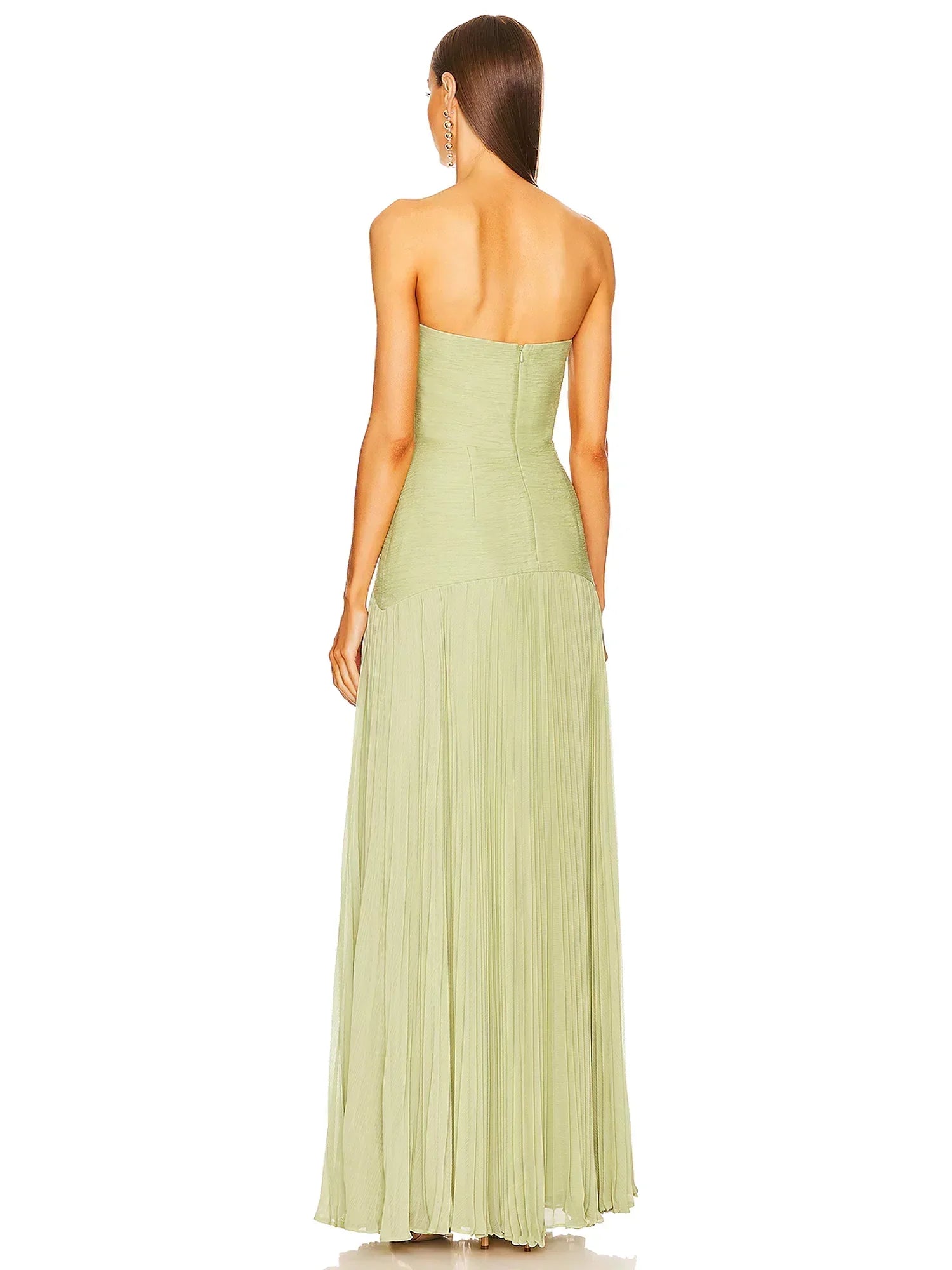 Alina – Women Strapless Pleated Maxi Dress 3