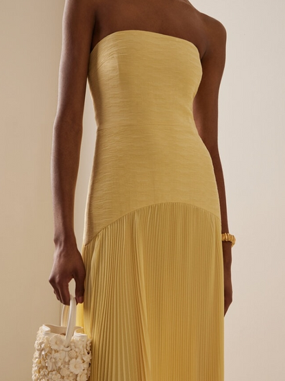 Alina – Women Strapless Pleated Maxi Dress 4