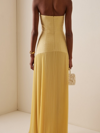 Alina – Women Strapless Pleated Maxi Dress 5