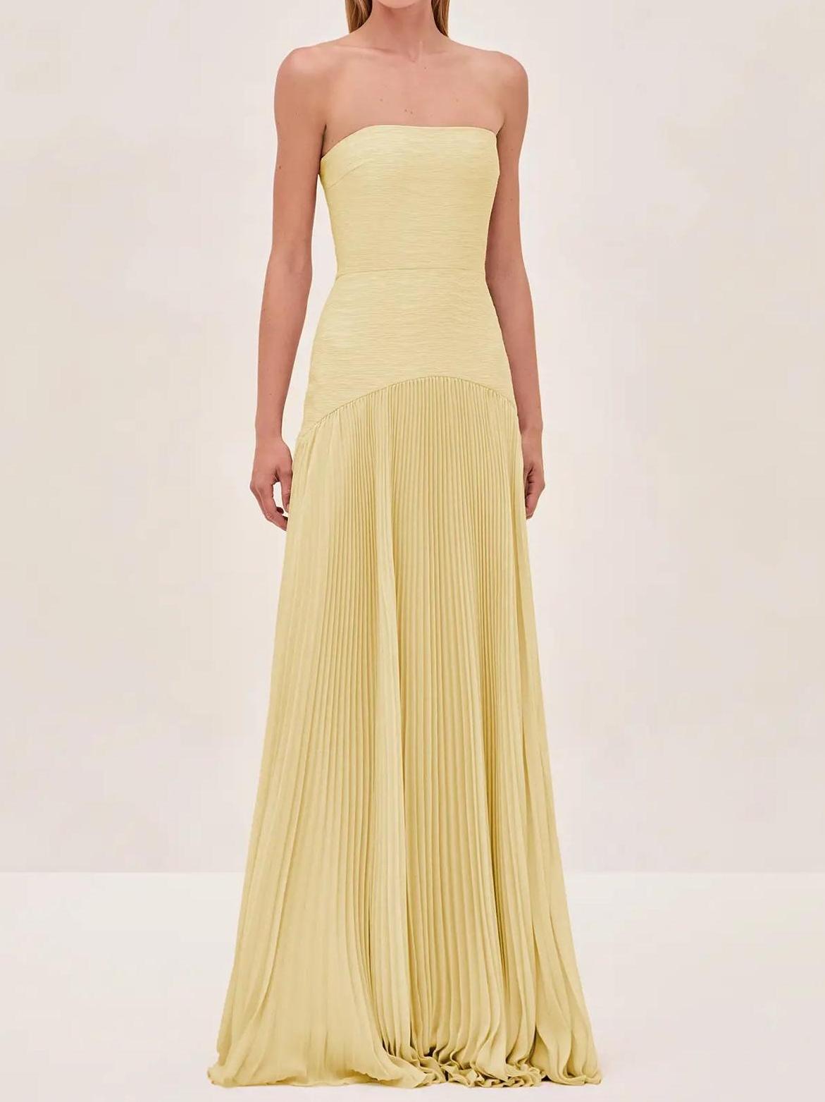 Alina – Women Strapless Pleated Maxi Dress 6