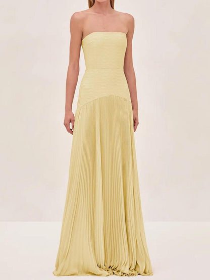 Alina – Women Strapless Pleated Maxi Dress 6