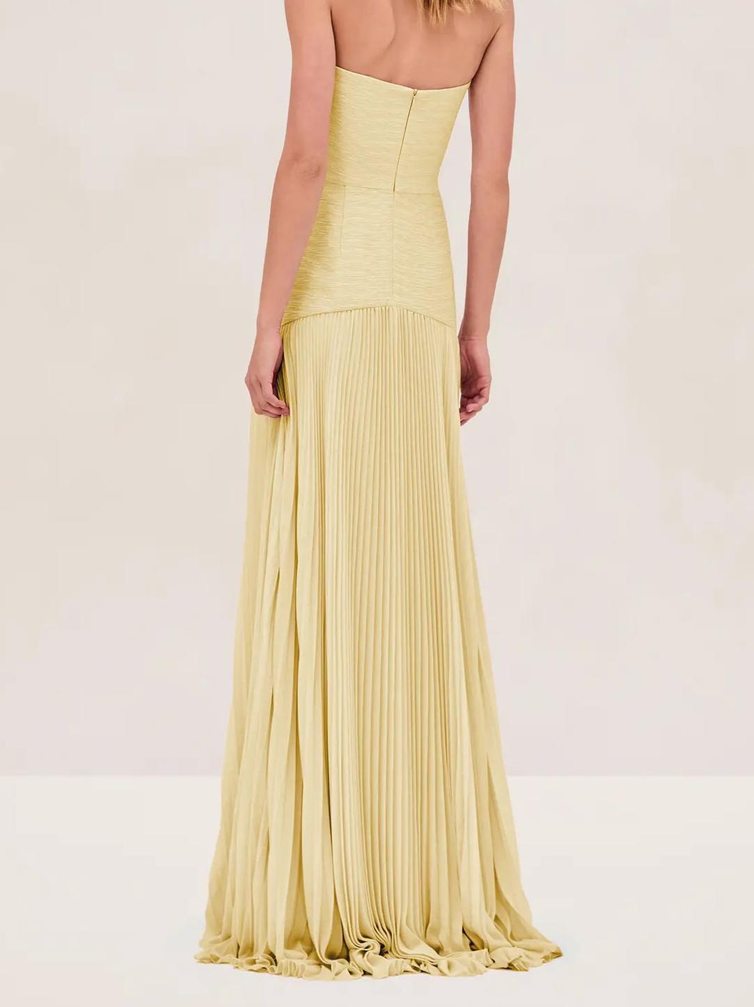 Alina – Women Strapless Pleated Maxi Dress 7