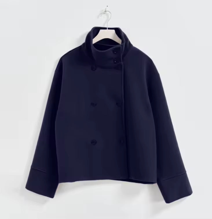 Women's Short Trench Jacket | Funnel Collar & Oversized Fit 5