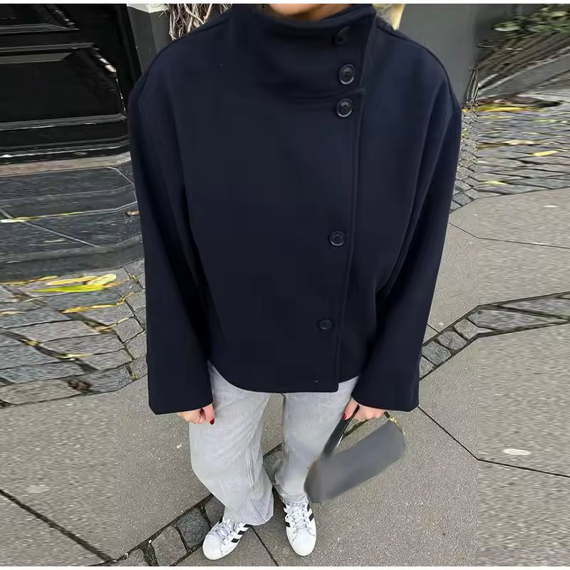 Women's Short Trench Jacket | Funnel Collar & Oversized Fit 7