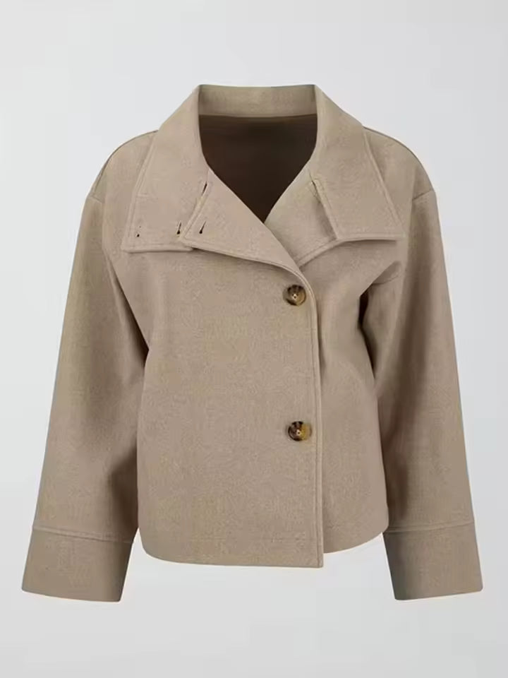 Women's Short Trench Jacket | Funnel Collar & Oversized Fit 8