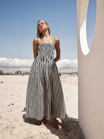 Amelia – Sleeveless Pinstripe Long Dress 3
