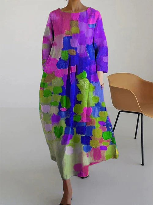 Annabelle | Women Abstract Floral Long Sleeve Maxi Dress 0