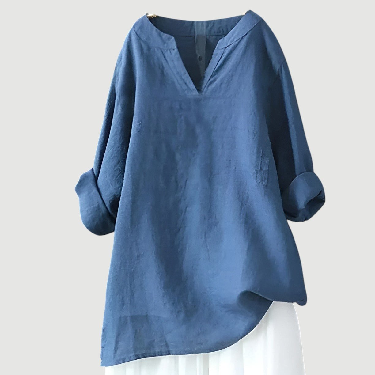 Aria | Women's Linen Tunic V-Neck Loose Fit Long Sleeve 0