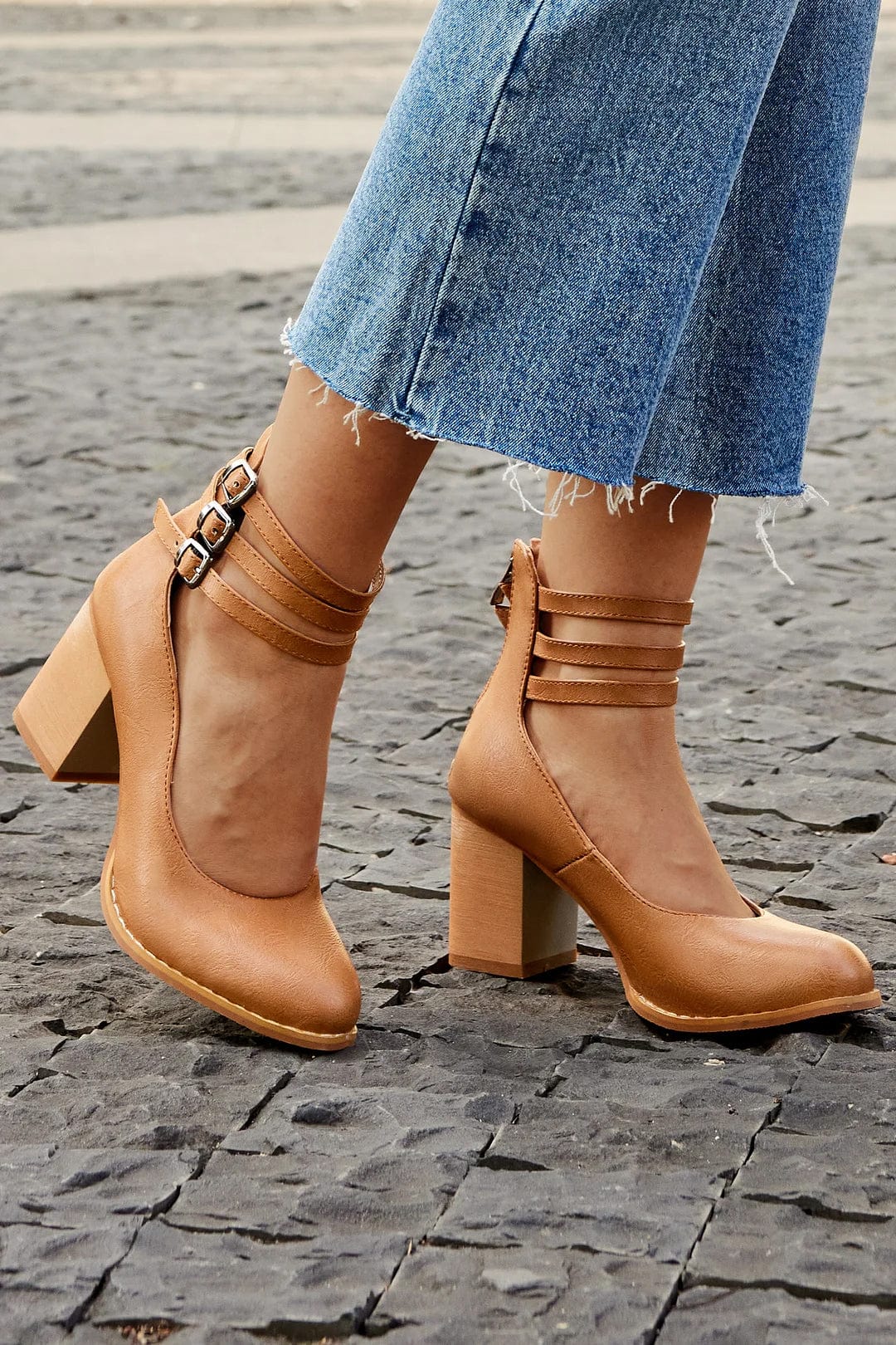 Ariana |  Triple Buckle Heels 0