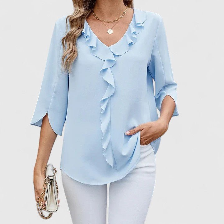 Audrey | Ruffle V-Neck Chiffon Blouse 1