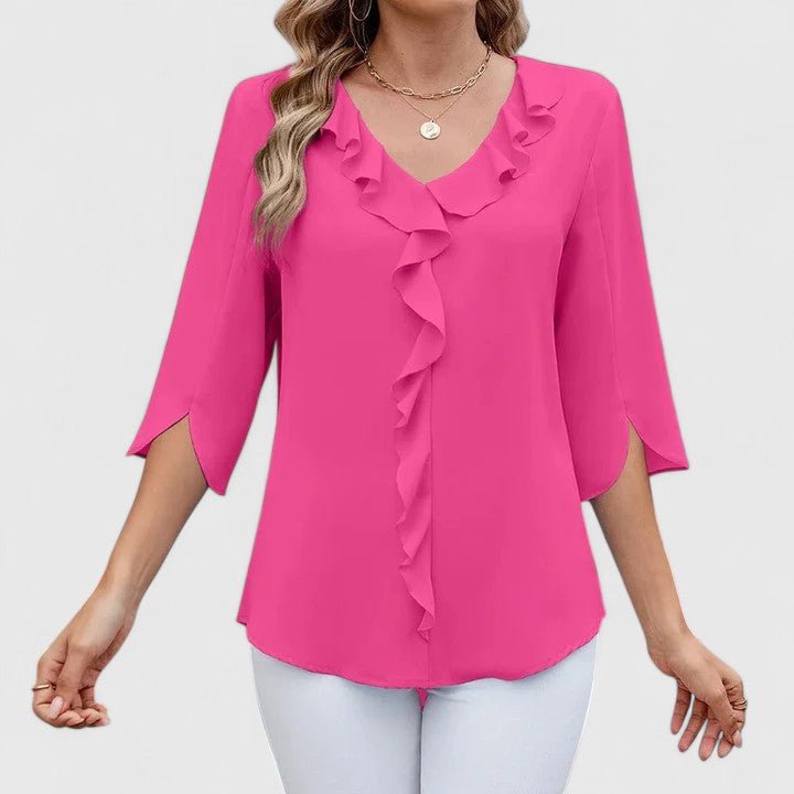 Audrey | Ruffle V-Neck Chiffon Blouse 10