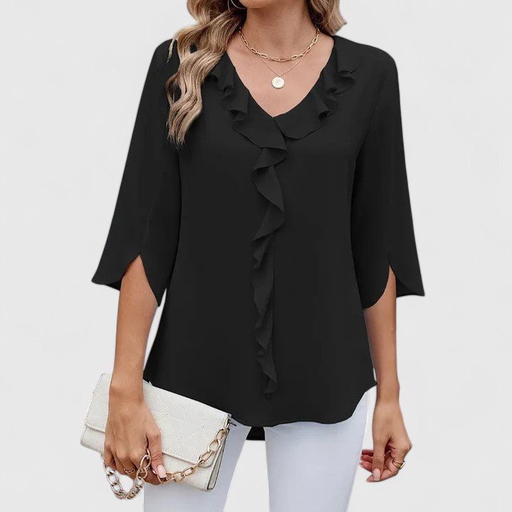 Audrey | Ruffle V-Neck Chiffon Blouse 4