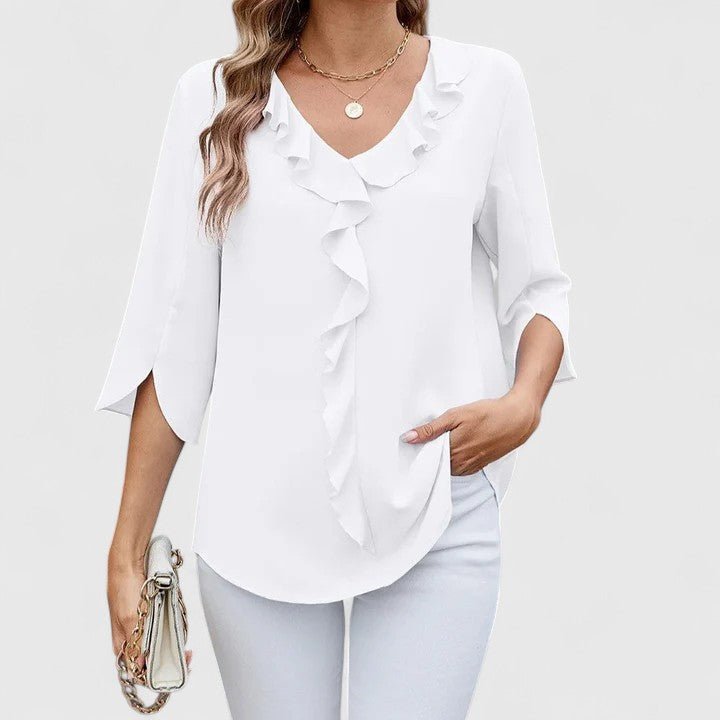 Audrey | Ruffle V-Neck Chiffon Blouse 5