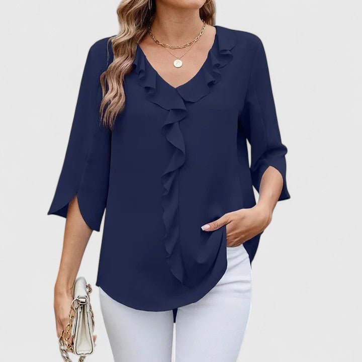 Audrey | Ruffle V-Neck Chiffon Blouse 8